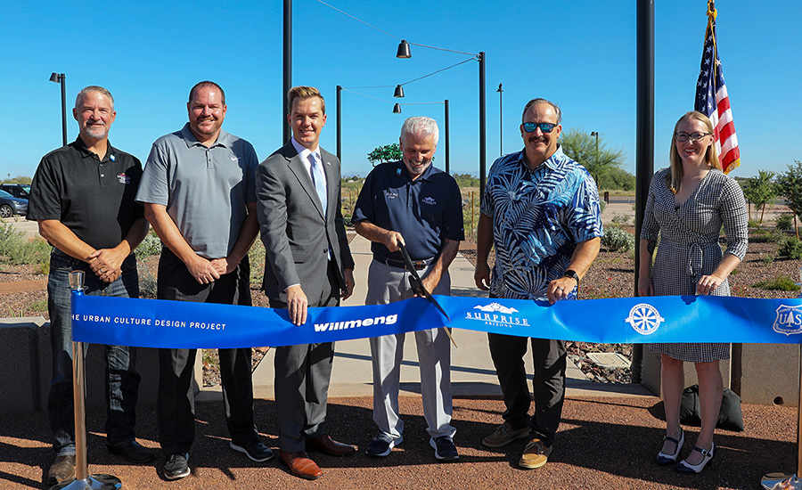 Mayor Hall and Council cut a ribbon at the Xeriscape Garden